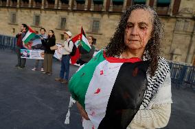 Palestinian Activists And Supporters Demonstrate Against The Genocide In Gaza At The Zócalo In Mexico City