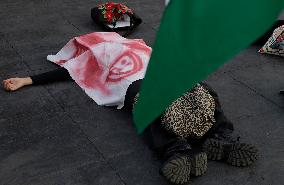 Palestinian Activists And Supporters Demonstrate Against The Genocide In Gaza At The Zócalo In Mexico City