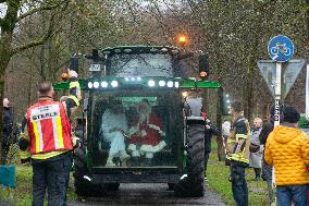 Santa Claus Comes With Hilicopter In Essen Steele