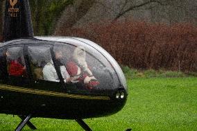 Santa Claus Comes With Hilicopter In Essen Steele