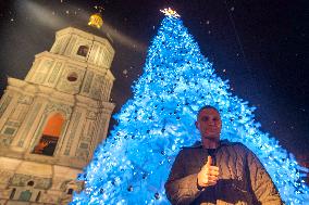 Ukraine's Main Christmas Tree After Its Lights Were Switched On