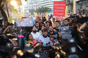 Inquilab Manch Activists March Towards The Indian Embassy - Dhaka