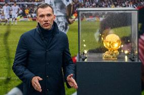 Former Dynamo Kyiv, AC Milan And Ukraine Forward Andriy Shevchenko Brings The Ballon D'Or (Golden Ball) In Kyiv