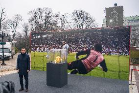 Former Dynamo Kyiv, AC Milan And Ukraine Forward Andriy Shevchenko Brings The Ballon D'Or (Golden Ball) In Kyiv