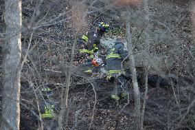 Washington DC Fire Fighters Battle A Brush Fire In Rock Creek Park In The Middle Of The City On December 7, 2024.