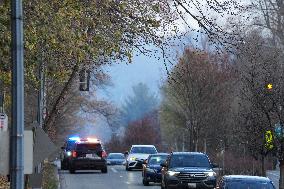 Washington DC Fire Fighters Battle A Brush Fire In Rock Creek Park In The Middle Of The City On December 7, 2024.