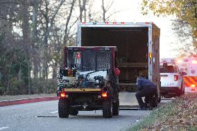 Washington DC Fire Fighters Battle A Brush Fire In Rock Creek Park In The Middle Of The City On December 7, 2024.