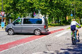 German Crime Police Van With Flashing Blue Lights