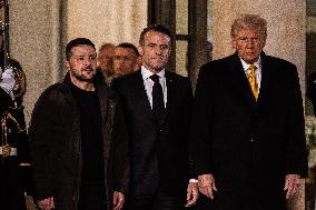 Macron Receives Trump And Zelensky At The Elysee Palace