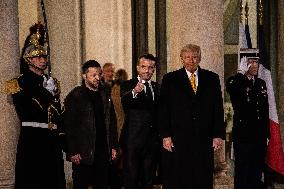 Macron Receives Trump And Zelensky At The Elysee Palace