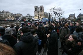 People Gather For Notre-Dame De Paris Cathedral Official Reopening Ceremony