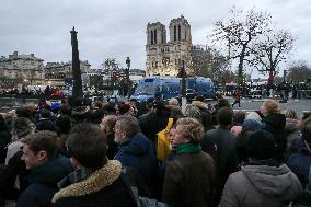 People Gather For Notre-Dame De Paris Cathedral Official Reopening Ceremony