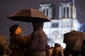 Crowds during Notre-Dame Cathedral re-opening ceremony - Paris