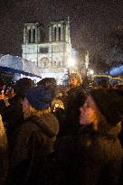 Crowds during Notre-Dame Cathedral re-opening ceremony - Paris