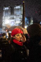 Crowds during Notre-Dame Cathedral re-opening ceremony - Paris