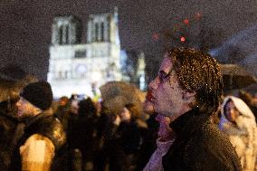 Crowds during Notre-Dame Cathedral re-opening ceremony - Paris