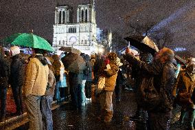 Crowds during Notre-Dame Cathedral re-opening ceremony - Paris