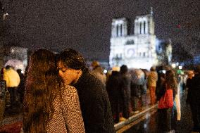 Crowds during Notre-Dame Cathedral re-opening ceremony - Paris