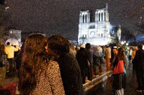 Crowds during Notre-Dame Cathedral re-opening ceremony - Paris