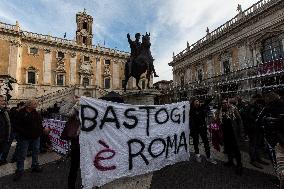 Demonstration Against The Policies Of The Mayor Of Rome Roberto Gualtieri