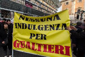 Demonstration Against The Policies Of The Mayor Of Rome Roberto Gualtieri