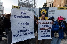 Demonstration Against The Policies Of The Mayor Of Rome Roberto Gualtieri