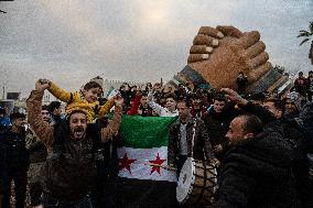 Celebration In Azaz Fall Of Assad Regime - Syria