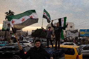 Celebration In Azaz Fall Of Assad Regime - Syria