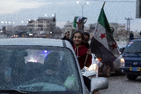 Celebration In Azaz Fall Of Assad Regime - Syria