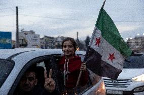 Celebration In Azaz Fall Of Assad Regime - Syria