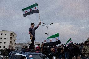 Celebration In Azaz Fall Of Assad Regime - Syria