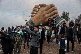 Celebration In Azaz Fall Of Assad Regime - Syria