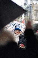 People attend the first mass outside Notre Dame Cathedral - Paris