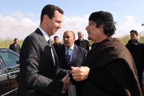 Muammar Gaddafi receives Bashar Al Assad - Tripoli