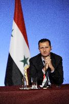 Nicolas Sarkozy receives Bashar al-Assad, Sheikh Hamad bin Khalifa al-Thani  and Michel Suleiman at Elysee Palace - Paris