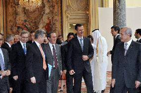 Nicolas Sarkozy receives Bashar al-Assad, Sheikh Hamad bin Khalifa al-Thani  and Michel Suleiman at Elysee Palace - Paris