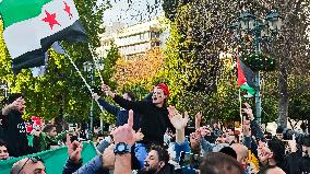 Syrians Celebrating The Fall Of Assad In Athens