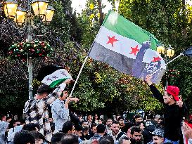 Syrians Celebrating The Fall Of Assad In Athens