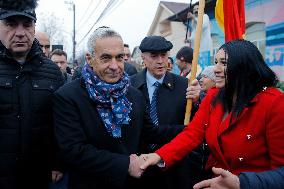 Calin Georgescu, Supporters Protest Outside Bucharest Polling Station After Runoff Scrapped