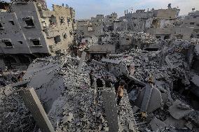 Aftermath of Israeli Airstrike Nuseirat Refugee Camp - Gaza