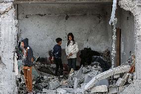 Aftermath of Israeli Airstrike Nuseirat Refugee Camp - Gaza