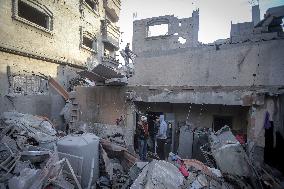 Aftermath of Israeli Airstrike Nuseirat Refugee Camp - Gaza