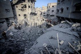 Aftermath of Israeli Airstrike Nuseirat Refugee Camp - Gaza