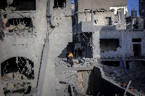 Aftermath of Israeli Airstrike Nuseirat Refugee Camp - Gaza