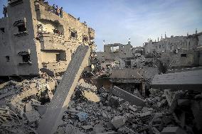 Aftermath of Israeli Airstrike Nuseirat Refugee Camp - Gaza