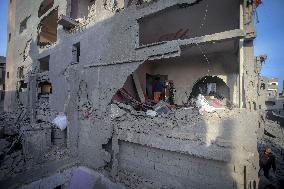 Aftermath of Israeli Airstrike Nuseirat Refugee Camp - Gaza