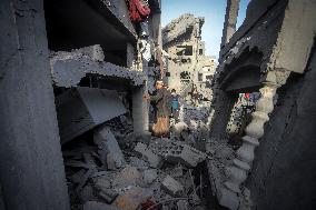 Aftermath of Israeli Airstrike Nuseirat Refugee Camp - Gaza