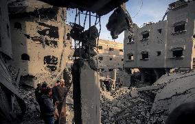 Aftermath of Israeli Airstrike Nuseirat Refugee Camp - Gaza