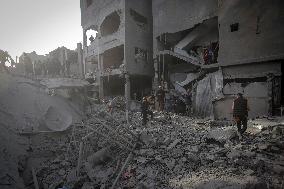 Aftermath of Israeli Airstrike Nuseirat Refugee Camp - Gaza