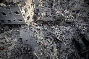 Aftermath of Israeli Airstrike Nuseirat Refugee Camp - Gaza